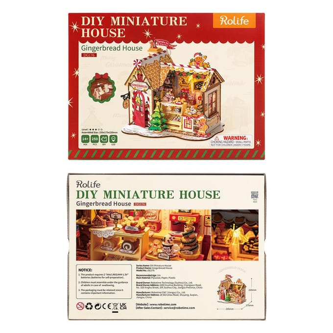 Robotime Rolife Gingerbread House - DG176 - Miniatuur - Knutselen - Bouwpakket - Creatief - Modelbouw