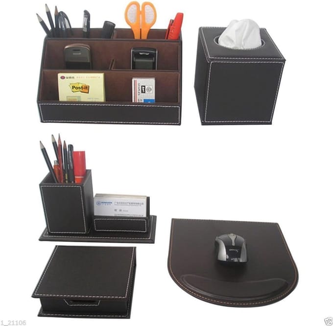 Bureau organizer set 5-delig bruin