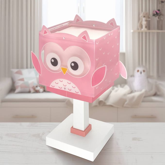 Dalber Kindertafellamp Little Pink Owl, G4, breedte 14 cm