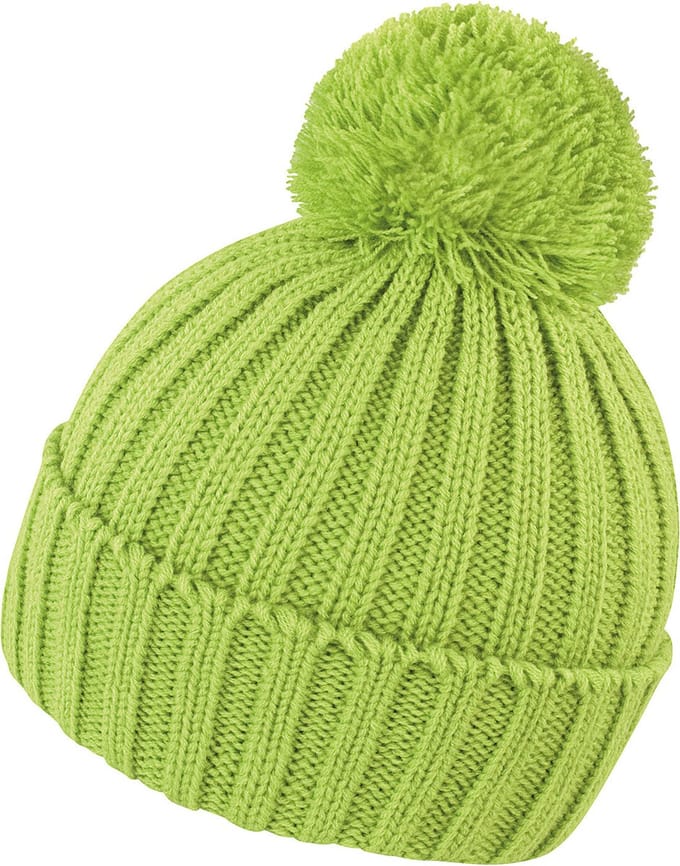 Grof gebreide winter muts lime groen voor volwassenen