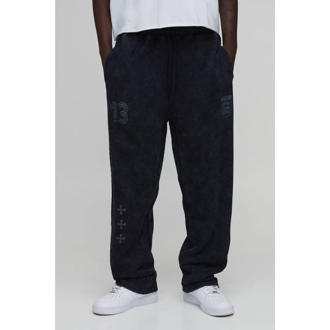 Oversized Lage Kruis Gewassen En Distressed Dubbele Tailleband Jogger | Black | Size XL