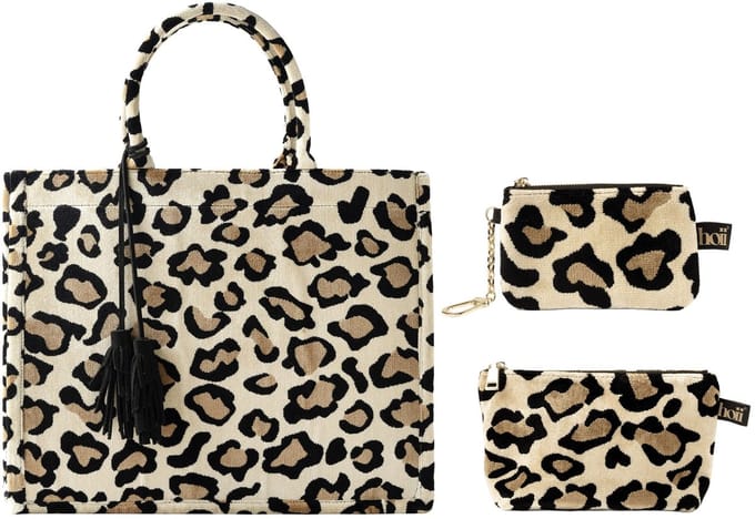 TASSENSET | 3-delig | Evita | luipaardprint | Pumice Stone | beige | Hoii