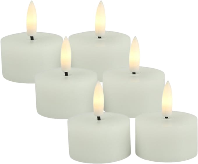 Countryfield LED theelichtjes/waxinelichtjes - 6x st - wit - D4 x H5,2 cm - met timer