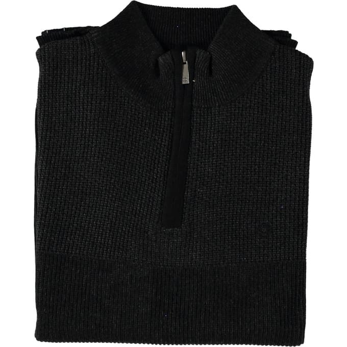 Fellows United Half Zip Pullover Plated Tuck Knit Antra  2XL