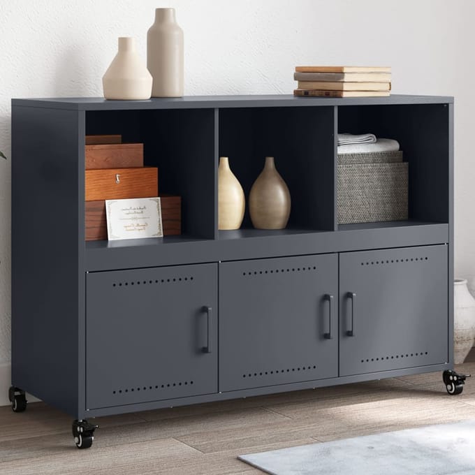 vidaXL - Dressoir - 100,5x39x72 - cm - staal - antracietkleurig