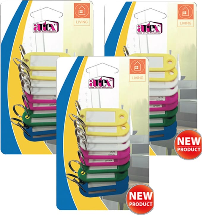 Artex Sleutellabels/sleutelhangers - 30x - multi kleuren - kunststof