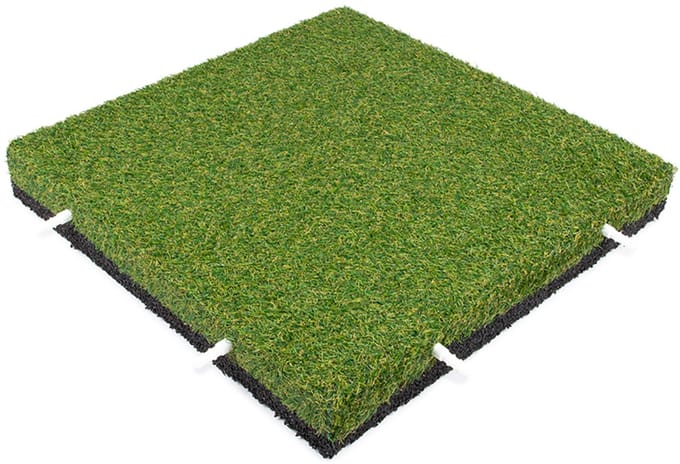 Rubbermagazijn - Kunstgras tegels - Per 1m² - 4 stuks - 50x50cm - Dikte 7cm - Speelplaatstegel - Incl. pennen