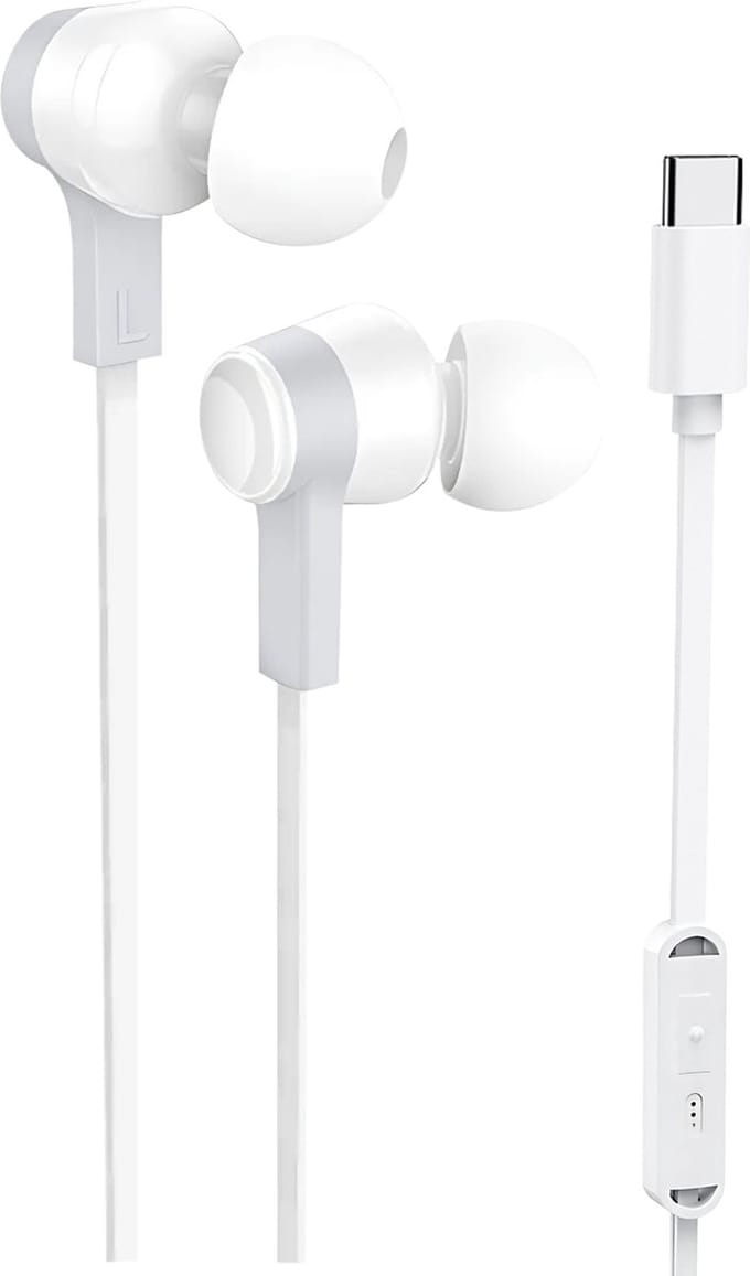Golden Sound Bedrade oordopjes - Siliconen eartips - Oortjes - Oordopjes met draad en microfoon USB-C aansluiting - Wit