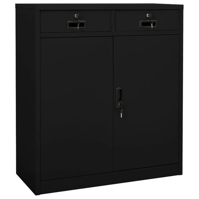 vidaXL - Kantoorkast - 90x40x102 - cm - staal - zwart