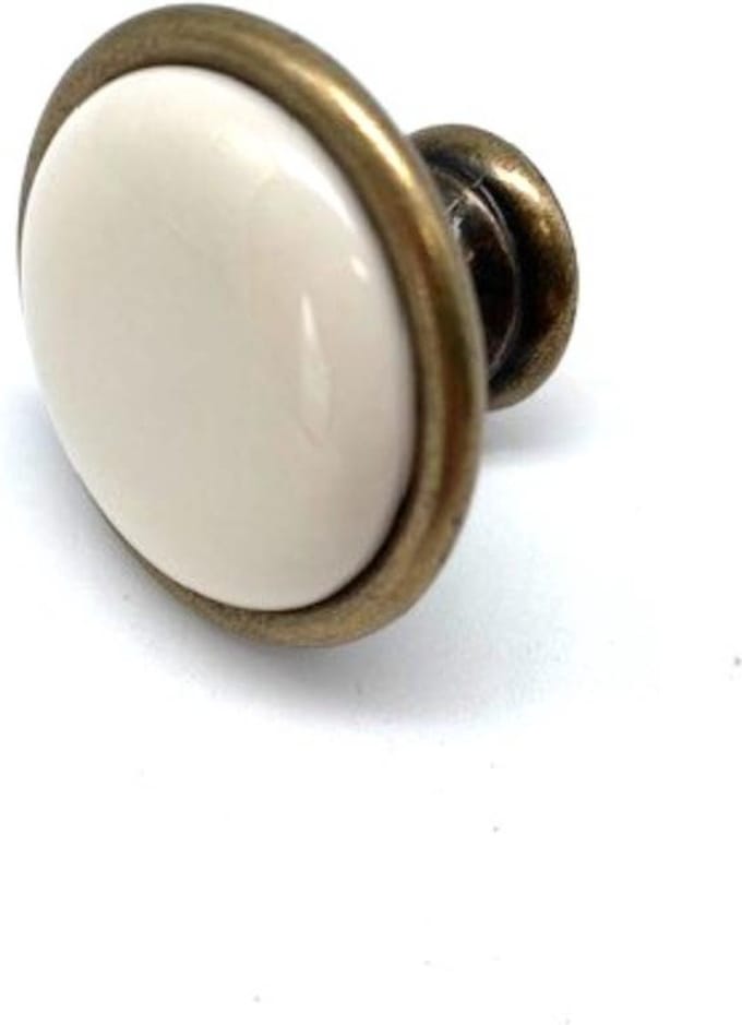 Knop Porselein Messing Antiek 34mm