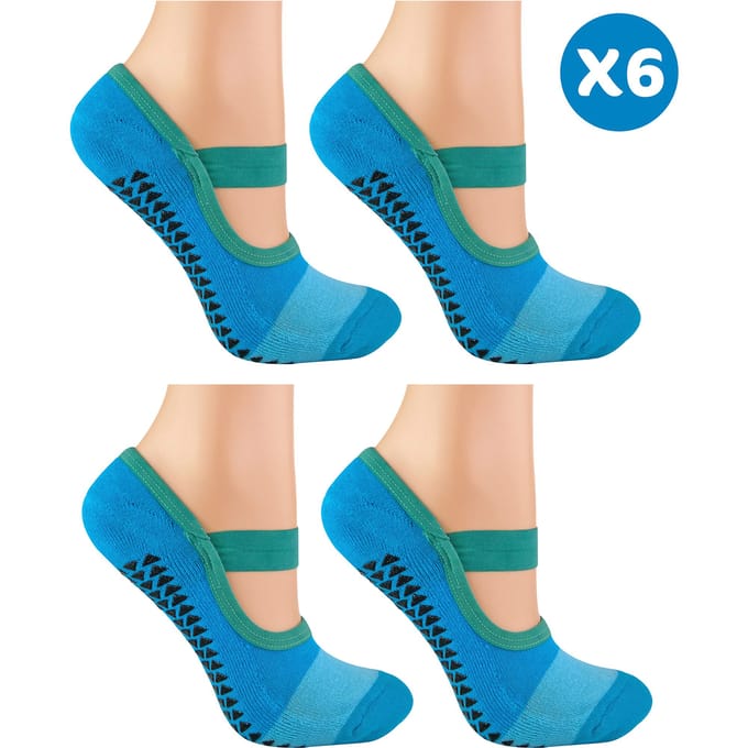 6-Pack Dames Antislip Yoga Sokken Met Bandjes
