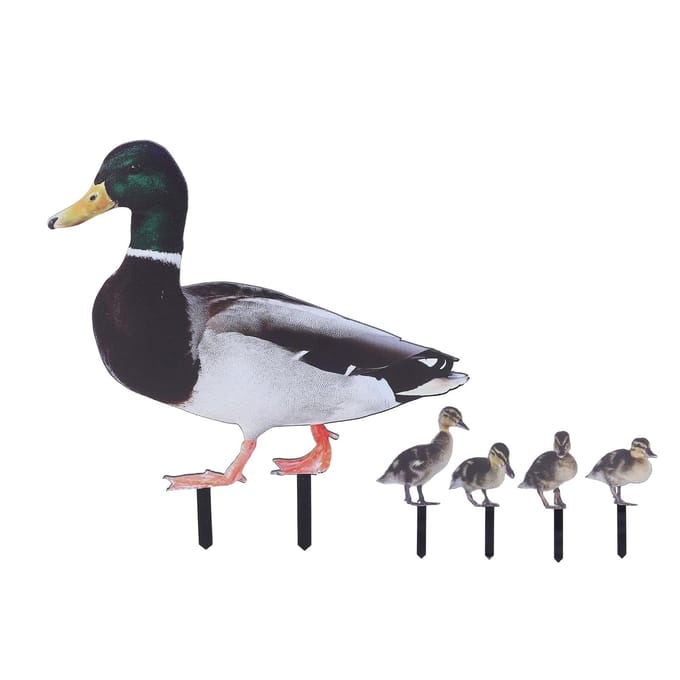Eendentuinpalen Realistisch eendenfamiliebeeld Decoratieve acryl eendenfamilie tuinpalen Teken voor gray