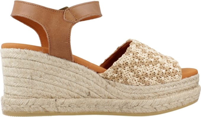 Dames espadrille met hoge sleehak van stof | HANNA