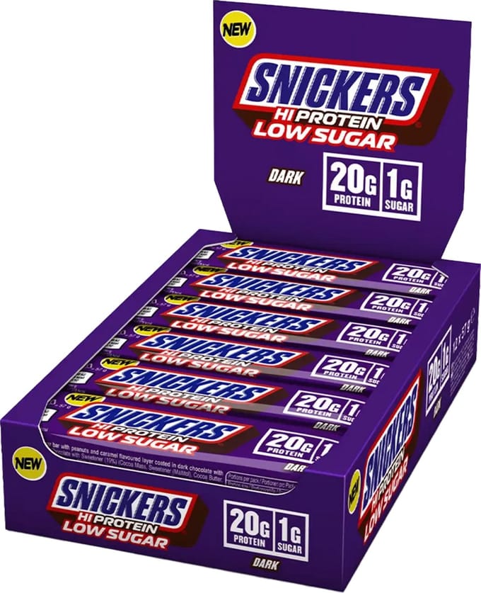 Snickers Dark Low Sugar High Protein Bar - 12 repen - Dark Chocolate