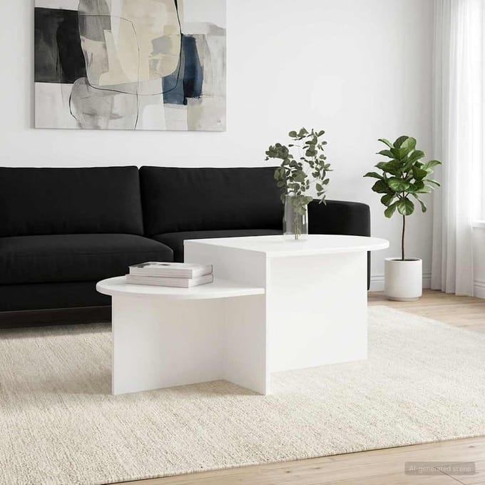vidaXL - Salontafel - Wit - 100 - x - 50 - x - 40 - cm - Bewerkt - hout