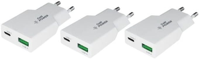 3 stuks OneOne 30W super snellader met 2 poorten. USB C en USB A. Platte GAN Quick Charge lader. PD PPS oplader adapter past op Apple iPhone 13, iPhone 13 Mini, iPhone 13 Pro, iPhone 13 Pro Max, iPhone SE, iPhone X