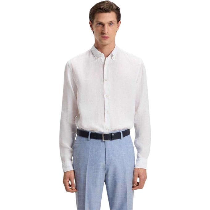 Boss Herenoverhemd met kraag en lange mouwen van Liam Linen (Wit)