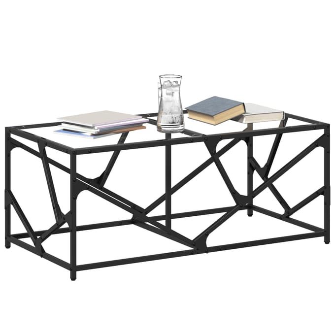 vidaXL - Salontafel - met - transparant - glazen - blad - 98,5x50x41 - cm - staal