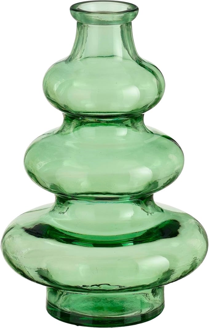 Mica Decorations Bloemenvaas Sira - transparant glas - groen - D14,5 x H22 cm - vaas - sierlijk model