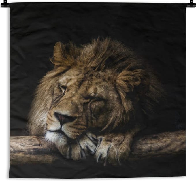 Wandkleed - Leeuw - Boom - Bruin - 120x120 cm - Wandtapijt