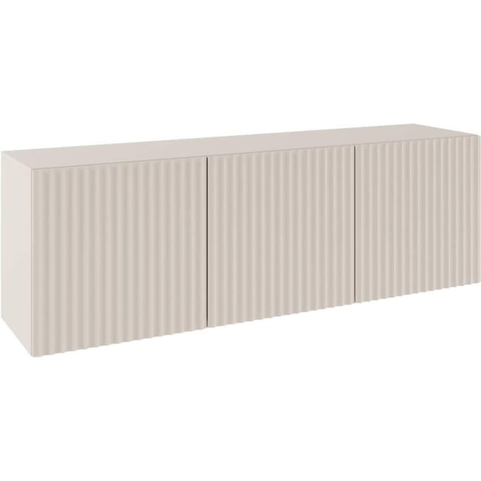 Selsey Sunds – TV-lowboard met geribbelde lamellenfronten, 3-deurs, kasjmierbeige, 150 cm