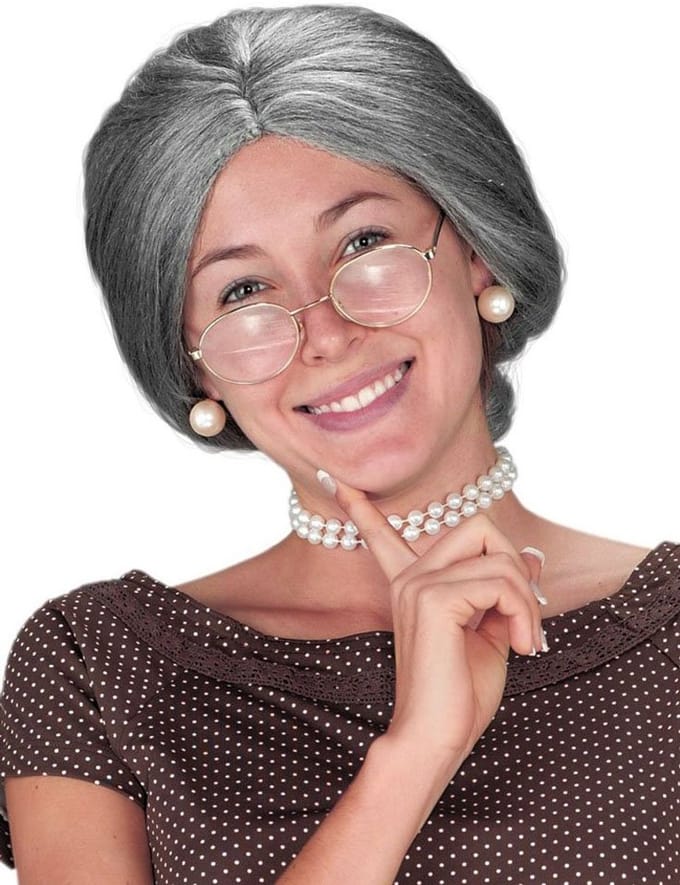 Oma Pruik - Grootmoeder Kostuum Pruik Voor Carnaval