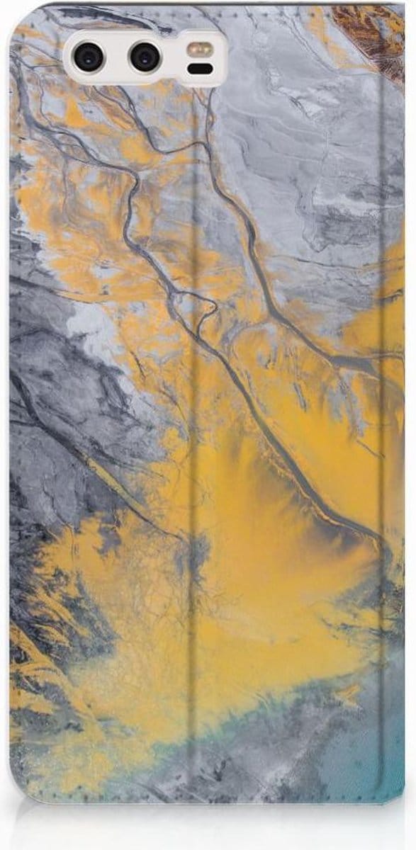 Huawei P10 Plus Standcase Marble Blue Gold