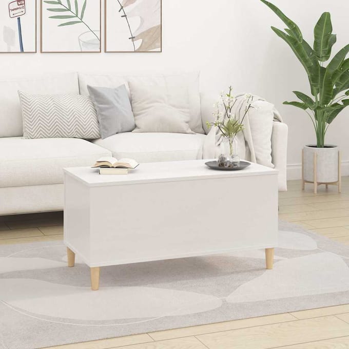 vidaXL - Salontafel - 90x44,5x45 - cm - bewerkt - hout - hoogglans - wit