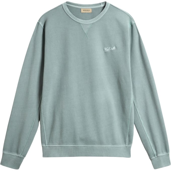 Woolrich Garment Dyed Crewneck Sweaters Lichtgroen Cfwosw0261mrut4040