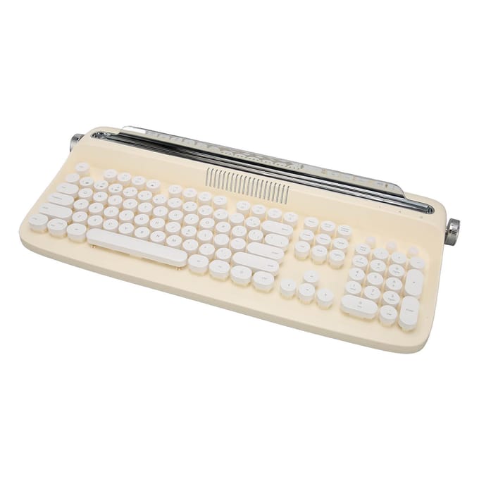 Draadloos typemachine toetsenbord Retro stijl 104 toetsen BT5.0 Geïntegreerde standaard Tablet toetsenbord voor Smart geel