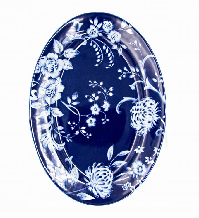 Bogucice Evia Blauw Ovaal Schaal 36 cm - Elegant Porselein
