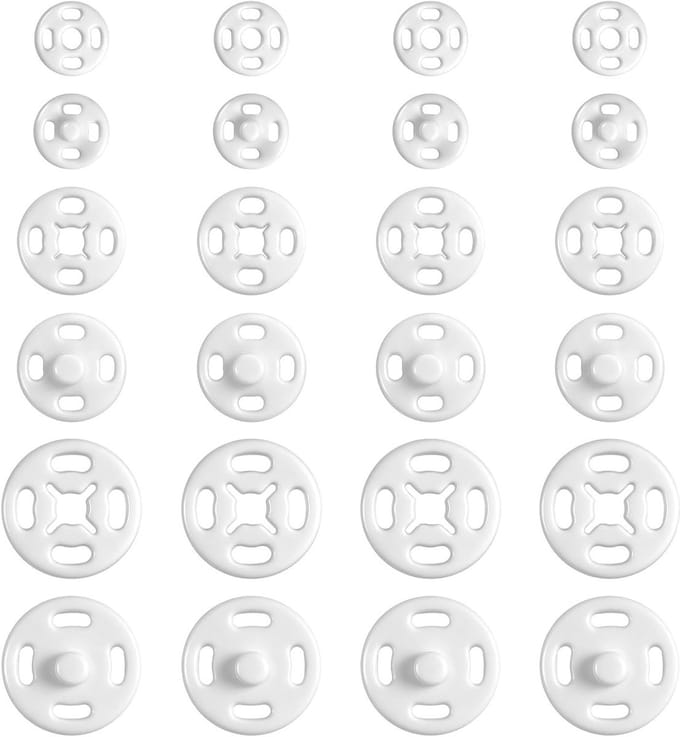 Pack van 45 drukknopen voor naaien, 7.5/10/15 mm, plastic, onzichtbare drukknopen, rond, ideaal voor kleding en handwerk