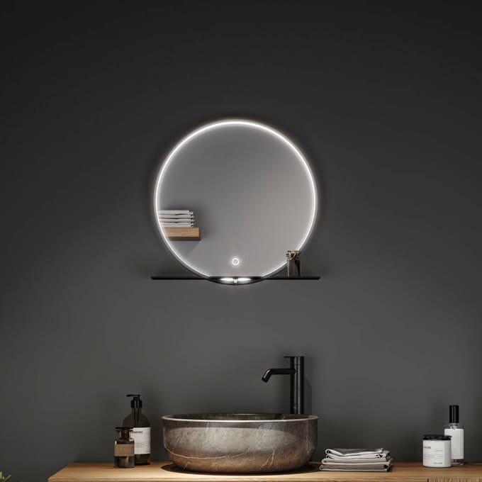 LED-verlichte spiegel Miro IP44 Tunable White 160lm 230V 10,5W Spiegel, Zwart mat