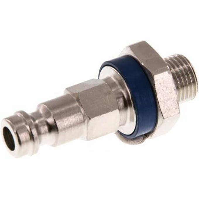 Vernikkeld Messing DN 5 Blauw-Coded Luchtkoppeling Insteeknippel G 1/8 inch Buitendraad - CLP5-M-BN-BLU-P-CD-018