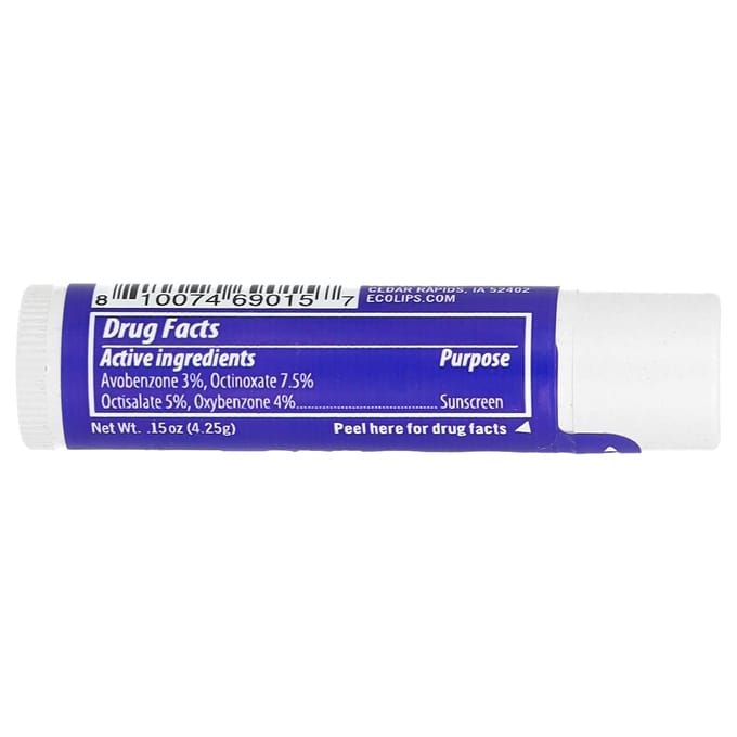 Baume à lèvres Eco Lips, Sport, Protection UV, FPS 30, 4,25 g (0,15 once) blue