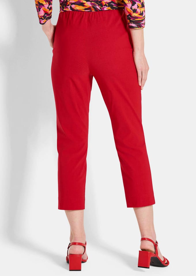 Bengaline broek LOUISA met biesjes - rood - Gr. 48 van Goldner Fashion