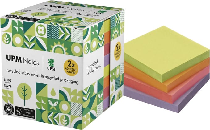 UPM sticky notes - formaat 75 x 75 mm - assorti kleuren - 8 memoblokken - IN-5654-97UR-8