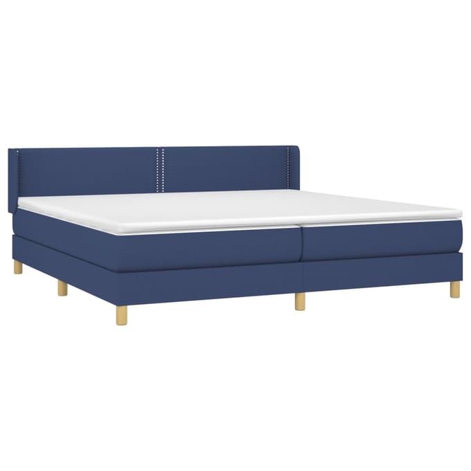 vidaXL - Boxspring - met - matras - stof - blauw - 200x200 - cm