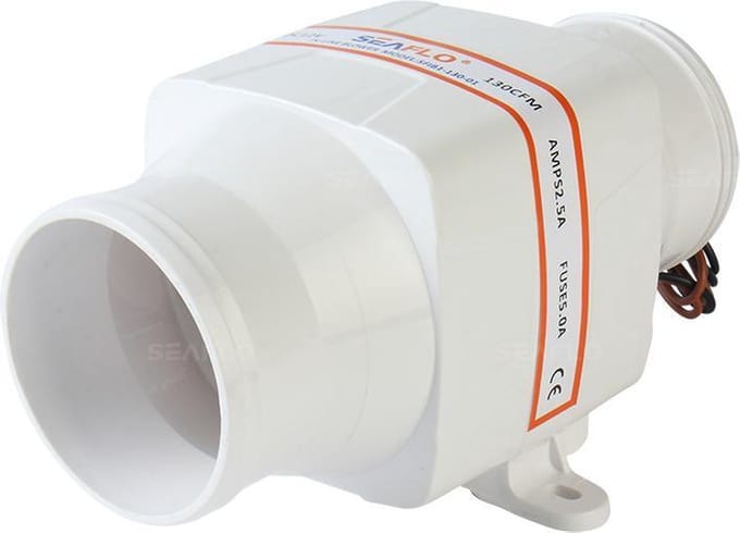 SeaFlo Inline ventilator, luchtververser, 24v, 220 m3/h / 3,7 m³/min