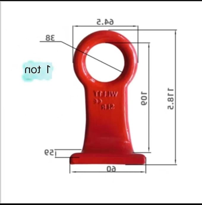Schuine emmerhaak - Hijsring met oog - Materiaal transport - Premium gesmede constructie - 1T capaciteit - Metaal