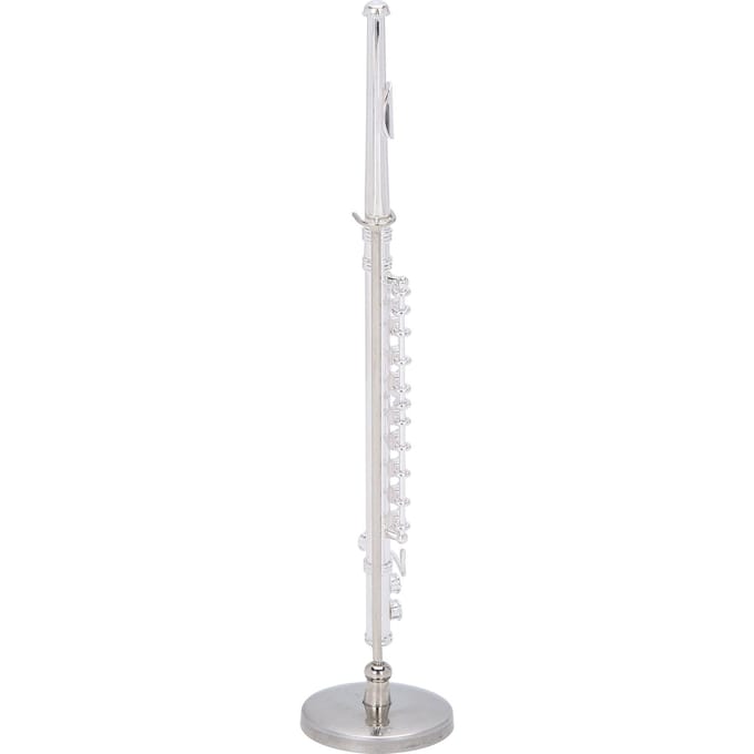Koperen Miniatuur Fluit met Standaard Mini Muziekinstrument Model Accessoire Cadeau (Zilver) white