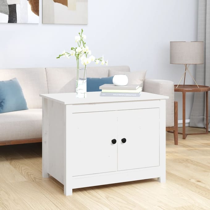 vidaXL - Salontafel - 71x49x55 - cm - massief - grenenhout - wit