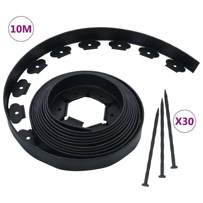 vidaXL - Gazonrand - flexibel - met - 30 - pinnen - 10 - m - 5 - cm