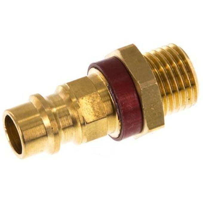 Messing DN 7.2 (Euro) Rood-Coded Luchtkoppeling Insteeknippel G 1/4 inch Buitendraad - CLP7-M-B-RED-P-CD-014