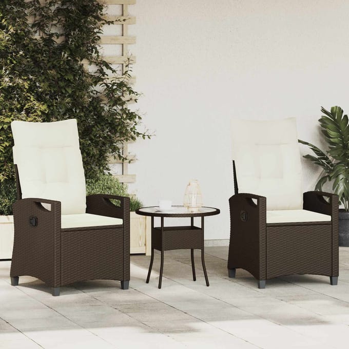 vidaXL - Tuinstoel - 2 - st - Bruin - en - Crème - Staal - en - Polyester