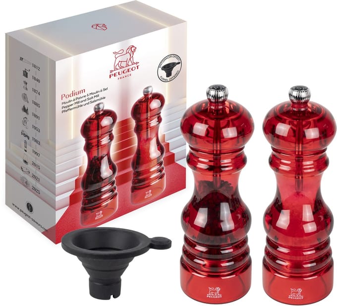 Peugeot Podium - Peper- en zoutmolen - 18 cm - Rood Acryl