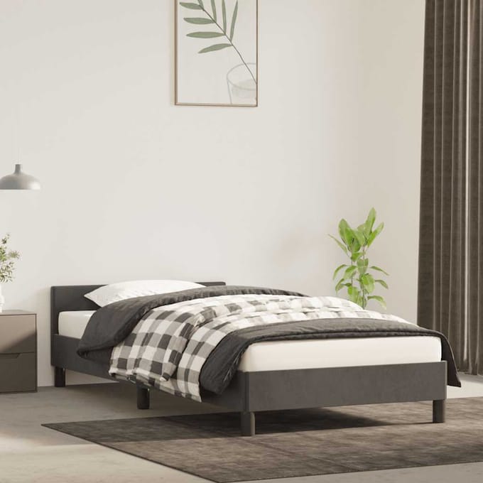 vidaXL - Bedframe - zonder - matras - 90x190 - cm - fluweel - donkergrijs