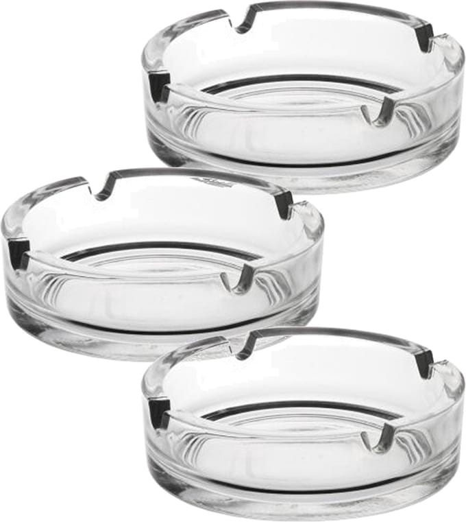 Glasmark Asbak - 3x - glas - D11 cm - transparant - voor binnen en buiten