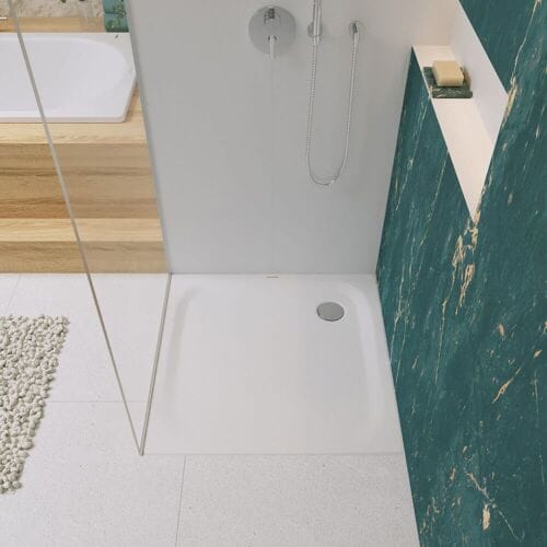 Kaldewei Superplan 390-5 shower tray 90 x 90 x 2.5 cm with polystyrene support extra flat and Secure Plus
