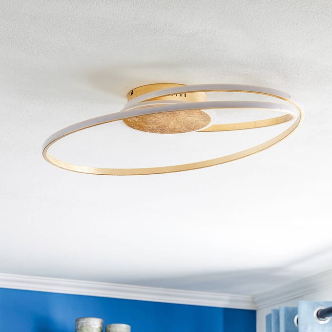 Lindby LED plafondlamp Dorle, Ø 60 cm, goud, aluminium